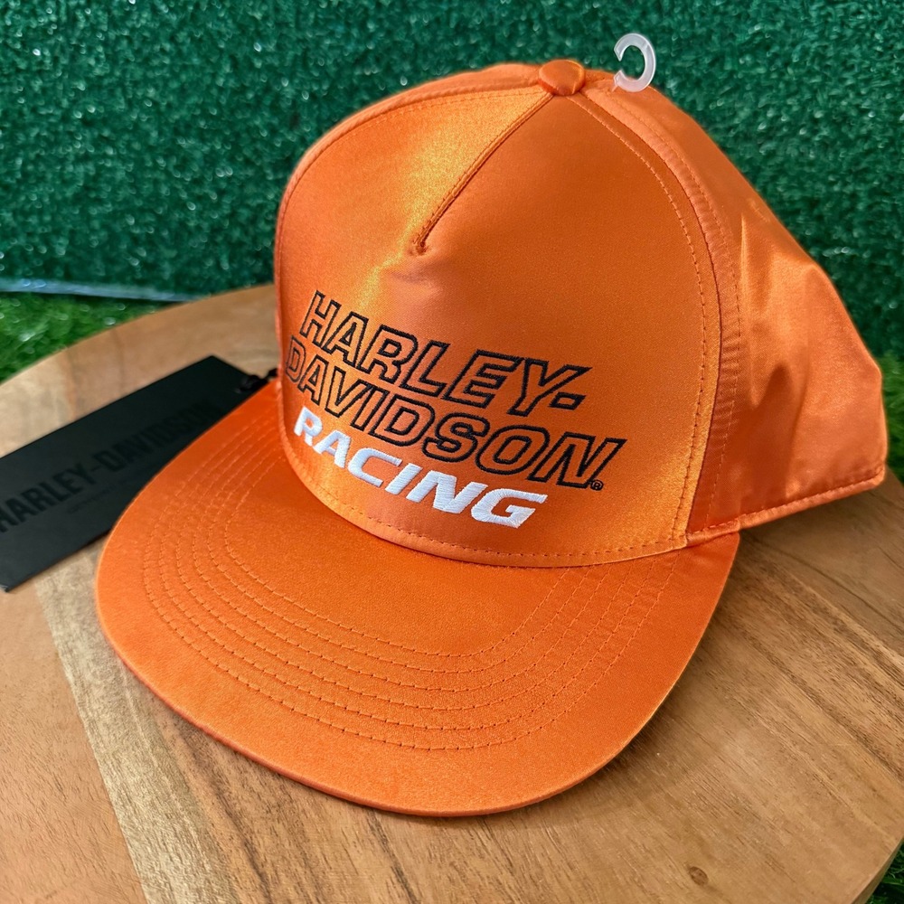 Harley Davidson Screamin Eagle Racing Hat Mens One Size Orange Snapback NWT